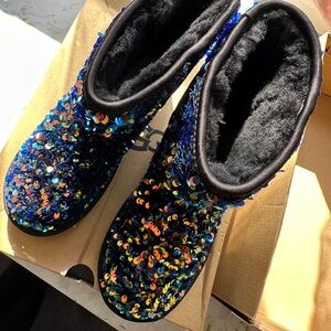 UGG Kids' Classic II Stellar Sequin Boots - Black